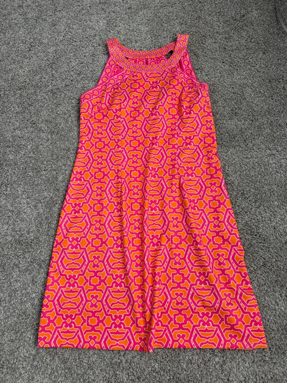 Gretchen Scott NWOT Med. Pretty Orange and Pink Slip-On Dress